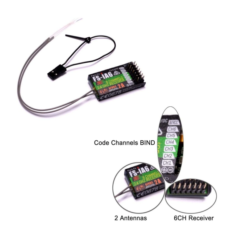 Drone Racing Receiver - Flysky FS-IA6 Ontvanger 6CH Dubbele Antenne