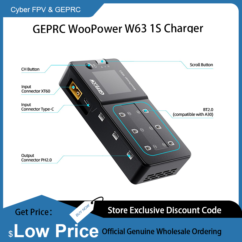 Drone Racing Charger - GEPRC WooPower W63 1S oplader voor