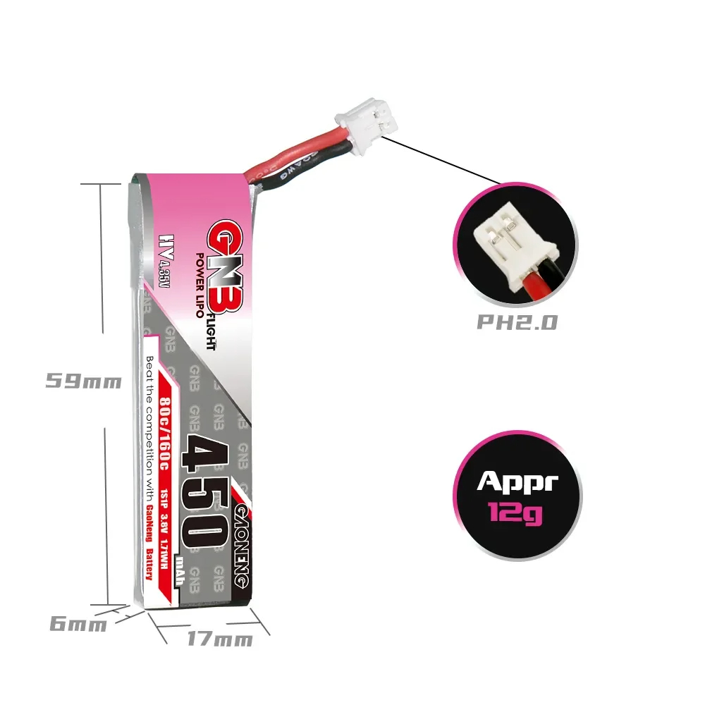 2 stuks nieuwe GNB 2S 7.6V 450 - Drone Racing Charger recensie en prijs