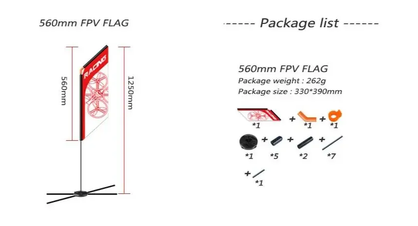 LDARC 500mm/765mm racepoort, F - Drone Racing Flag recensie en prijs